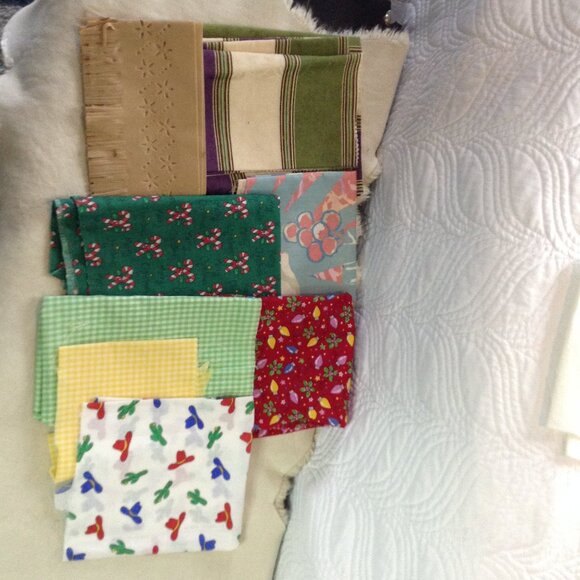 Lot of Misc Crafting Fabric; some vintage.  All different sizes and textures. - Picture 2 of 6